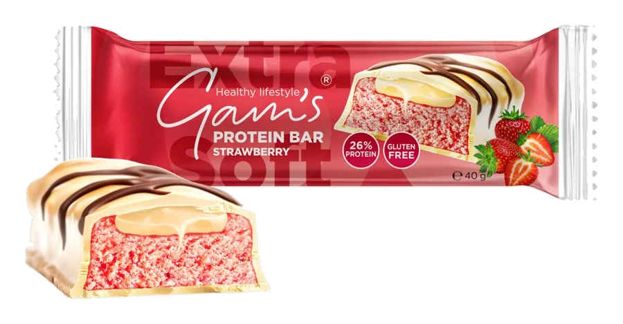 Gam's Baton proteic Extra-Soft Căpșuni 40 g