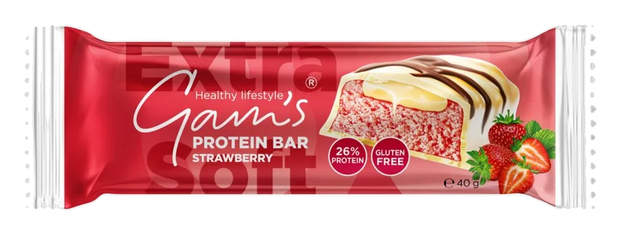 Gam's Baton proteic Extra-Soft Căpșuni 40 g