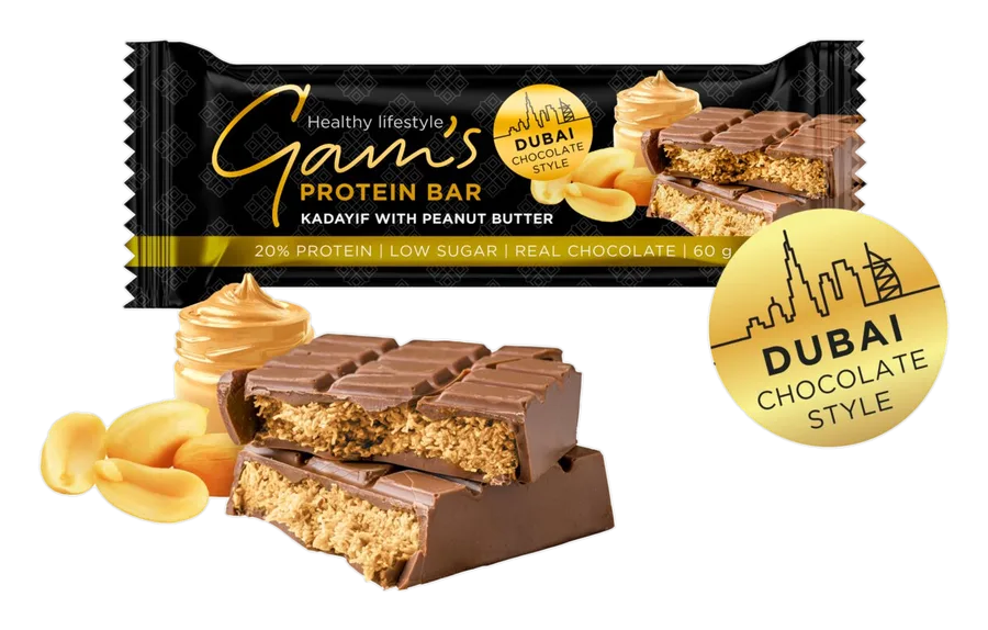 Gam's Baton Dubai Chocolate Style Unt de arahide 60 g