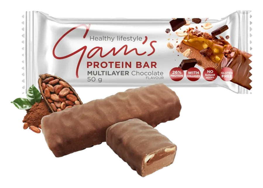 Gam's Baton proteic Multilayer Ciocolată 50 g